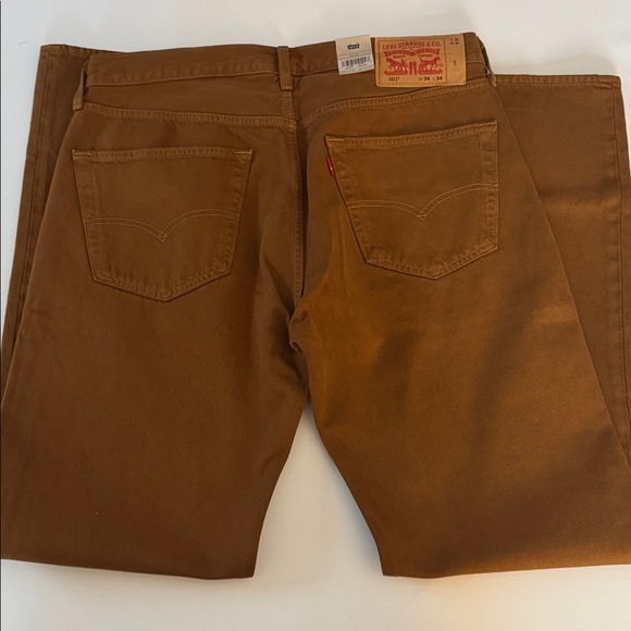 Levis 501 Jeans Mens 36 34 Brown Button Fly - Picture 4 of 5
